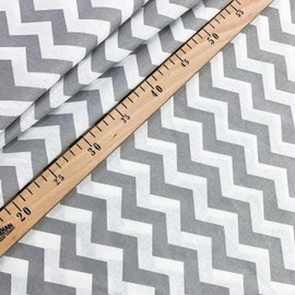 Cotton Fabric Material - 300 cm x 160 cm Extra Large Piece of 100% Cotton for Sewing and Crafting with Grey and White Zig Zag