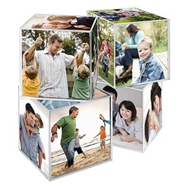 MCS 3.25x3.25 Inch Clear Plastic 6 Sided Photo Cube 4-Pack, Clear (65750)
