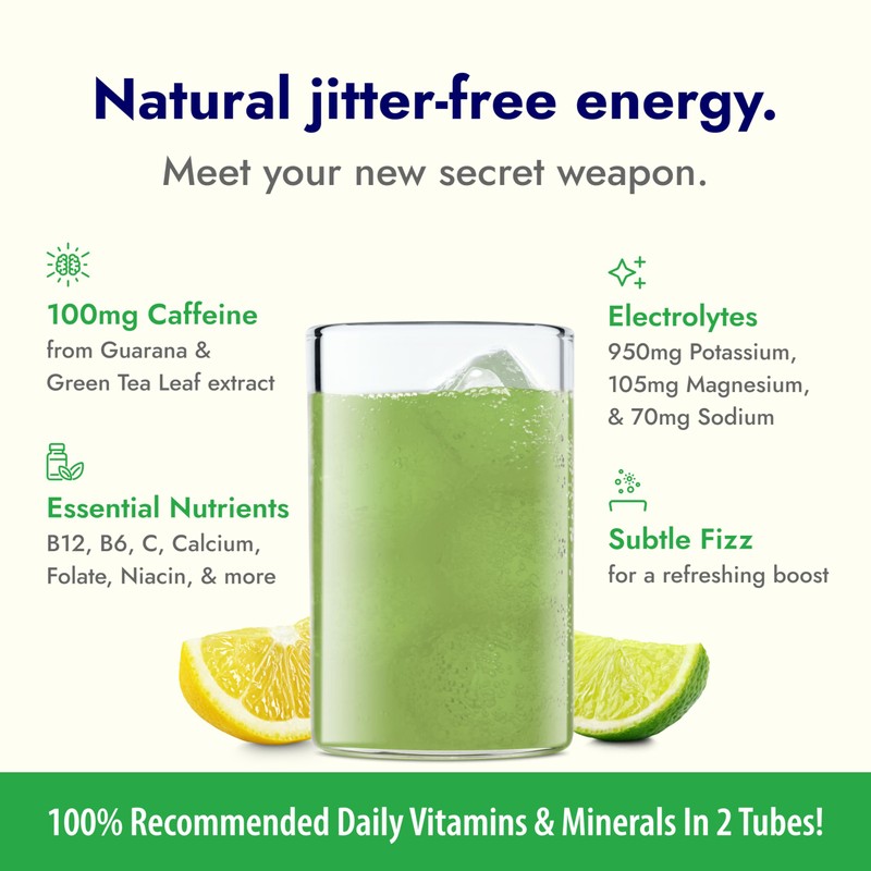 Zipfizz Daily Energy Drink Powder, Limon, 20 Pack | 3-in-1