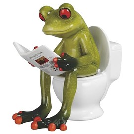 ICE ARMOR 4" H Frog Reading on Toilet Figurine Statue Sculpture Ornament Decoration Home/Room Decor Ideas for Housewarming, Holidays and Birthdays Great Collectible Addition