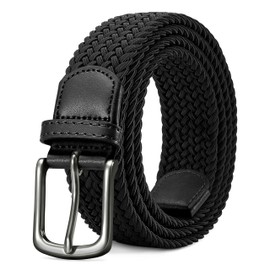 LAKIDAY Braided Fabric Belt Elastic Stretch Belt for Men and Women High Quality and Comfortable Width 3.5 cm Length 100-130 cm, black