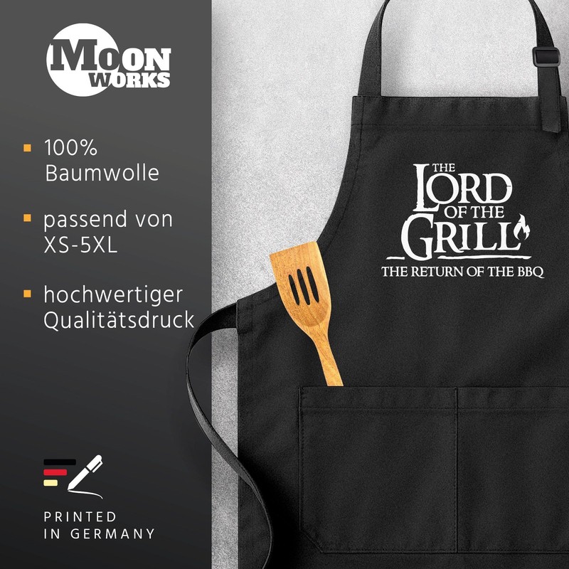 MoonWorks Men's BBQ Apron Grill King Apron for Men Crown,