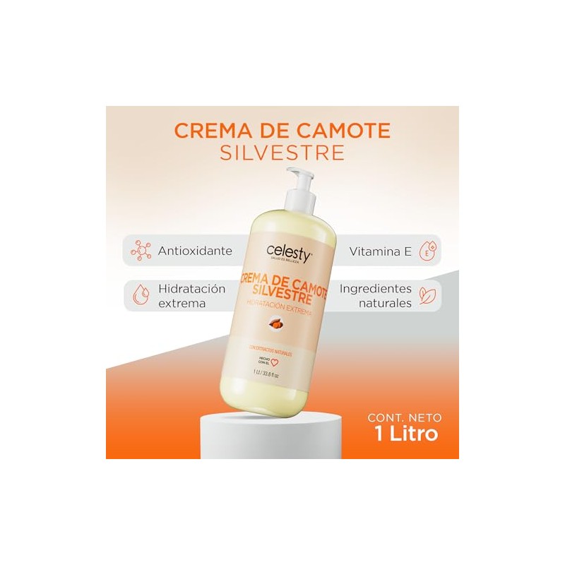 CELESTY | Crema de Camote Silvestre 1lt | Equilibrio Hormonal