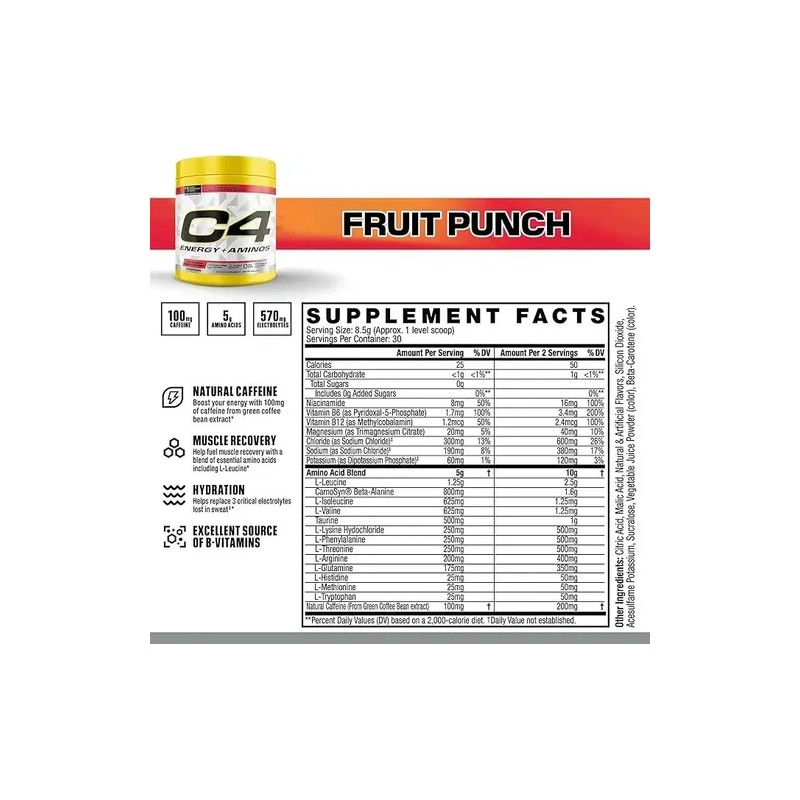 Aminos Energy Cellucor C4 Bcaaeaa Cero Azucar Hidratacion Sabor Fruit