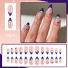 Blue French Tip Press on Nails Medium Almond Fake Nails