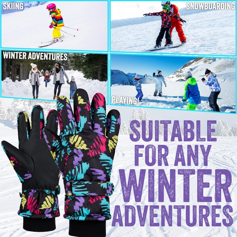 CityComfort Girls Skiing Gloves Fleece Lined Touch Screen Gloves Thermal