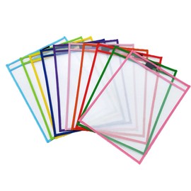 2 Pack Oversized Dry Erase Pockets Sleeves Reusable Ticket Holders, Clear Plastic Sheet Page Protectors, Heavy Duty Work Pockets School Teacher Classroom Office Organization Supplies, Random Color