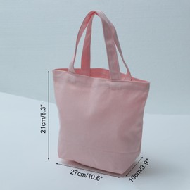 PATIKIL Canvas Tote Bag Mini Canvas Bag with Handle Small Reusable Handbag Shopping Bags for Women Friends Birthday Gift Pink, pink