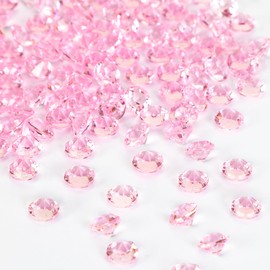 Outuxed 1500 Pack Clear Pink Wedding Table Scatter Confetti Crystals Acrylic Diamonds 8mm Rhinestones for Table Centerpiece Wedding Bridal Shower Vase Beads Decorations