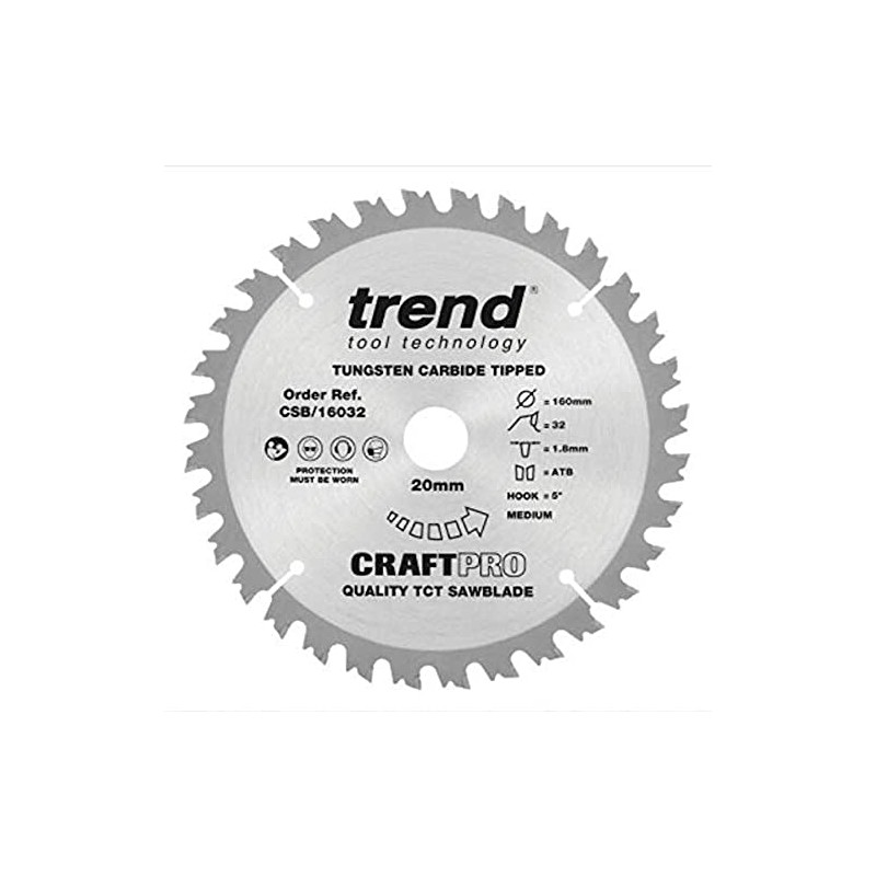 Trend Wood Circular Saw Blade, 160mm Diameter, 20mm Bore, 32