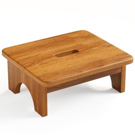 Kzeirm 6.5" Acacia Wood Step Stool, Wooden Step Stools for Adults Kids with 500 lbs Capacity, Bed Steps for High Beds, Small Step Stool for Bathroom Kitchen, Platform Stepping Foot Stool