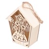 2Pcs Bird House with Warm Light Hollow Flowers Patterns Bird