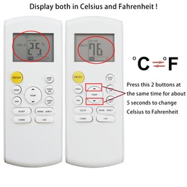 Replacement Remote Control Compatible for Midea MRCOOL FRIMEC Klimaire AC Air Conditioner RG57B1/BGE RG57B2/BGE RG57B/BGE RG57/BGE RG57A/BGE RG57A6/BGEF RG57A7/BGEF RG57A6/BGEFU1 RG57E1/BGEU1