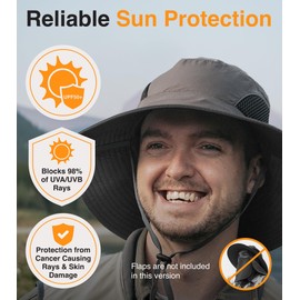 GearTOP Fishing Hat Outdoor Sun Protection Hats for Men & Women - Boonie hat and Mens Sun hat - Mens Beach hat and Hiking Hats for Women - Foldable Sun Hats for Women (Air - Dark Grey)