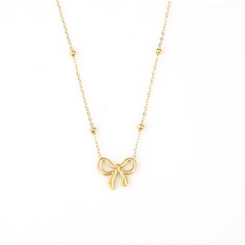 SUNNYOUTH Gold Bow Necklace for Women Bowknot Choker Necklace 14K Gold Plated Ribbon Choker Necklaces Fashion Jewelry Gifts (bow necklace 4)