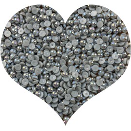 1000pcs 5mm Half Pearl Beads Flatback Pearl Beads Half Round Plastic Pearls for Crafts Scrapbooking Embellishment Nail Art(Light Gray AB)