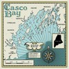 Casco Bay, Maine, Nautical Chart (Absorbent Ceramic Coaster, Single, Cork