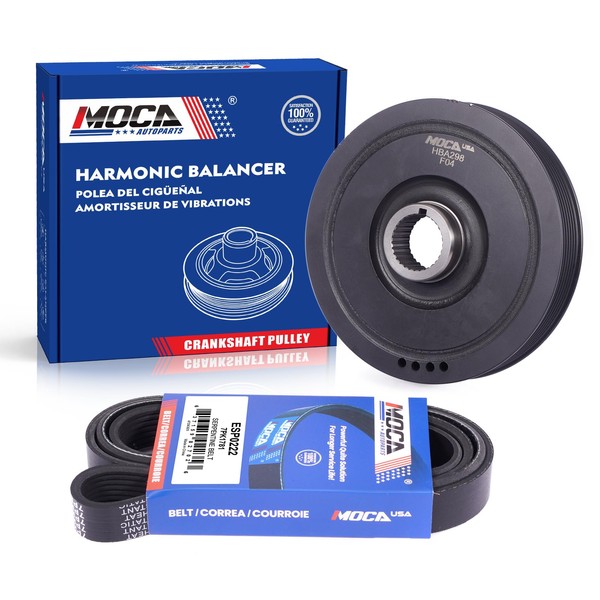 WINBEST Harmonic Balancer & Serpentine Belt Kit Fit for Honda