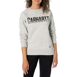 Carhartt womens Midweight Relaxed Fit Graphic Crew Neck Sweatshirt Sweater, Asphalt Heather Nep, 1X US