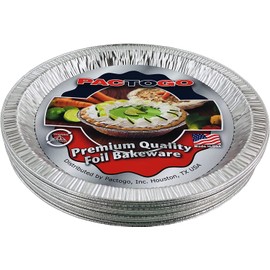 PACTOGO 9" Wrinkled Wall/Smooth-Bottom Aluminum Pie Pan Plate Tin - Heavy Duty Made in USA (100)