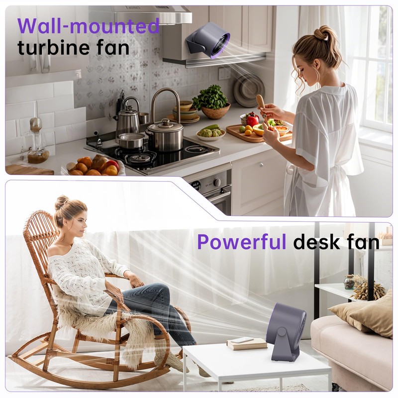 Refluxe Desk Fan, USB Rechargeable Quiet Desktop Fan with 5400mAh