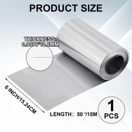 Gisafai 50 ft x 6 Inch Width Zinc Strip for Roof Moss Metal Strip Zinc Roofing Panel Roll Flashing for Garden Stains Moss Algae Fungus Prevention Sheet, Silver