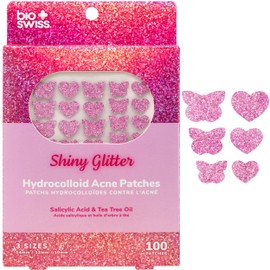 BioSwiss Pimple Patches, Shiny Glitter Patch for Zits and Blemishes, Hydrocolloid Spot Stickers for Face and Skin, 100 Count