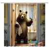 EVRCVAR Funny Bear Shower Curtain Bathtub Brown Animal Rustic Farmhouse