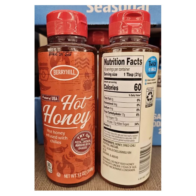 Berryhill Hot Honey Infused with Chilies 12oz 340g (2 Bottles)