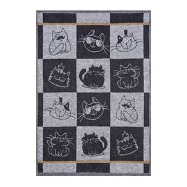 Kracht Half-Linen Tea Towel Cats Cool Cat 50 x 70 cm Black