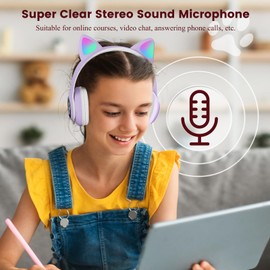 DVUIYYL Kid Headphones for School, Wireless Headphones for Kids and Adults, Bluetooth Headphones with Microphone, Violet