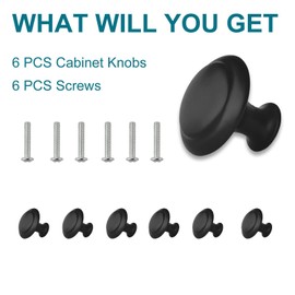 ZONBANG 6PCS Cabinet Dresser Drawer Knobs, Black Kitchen Cabinet Knobs, 1.2" Knobs for Cabinets and Drawers Dresser, Modern Draw Pulls and Knobs