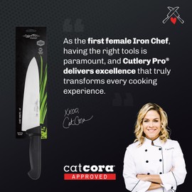 Cutlery-Pro Chef Knife, Soft-Grip Handle, Cat Cora Approved, NSF, German Steel Alloy X50CrMov15, 8-Inch Blade