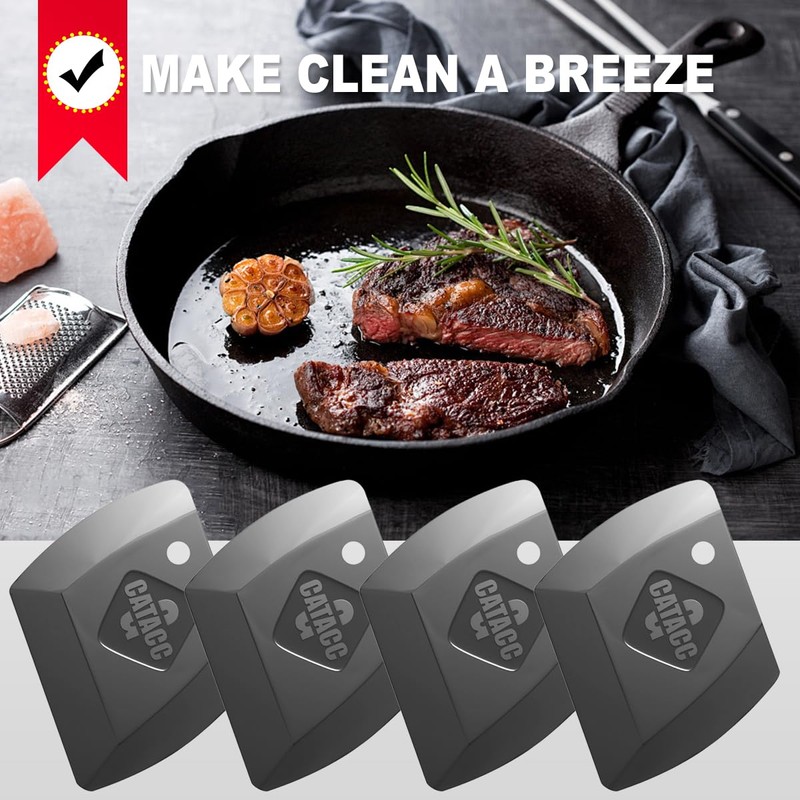 G.CATACC 4-Pack Pan Scrapers, Durable Plastic Dish Scraper Tool for