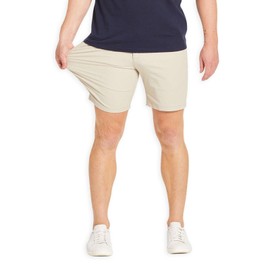 Mugsy Teddys Chino Shorts - Classic Fit Stone Khaki Stretch - Ultra-Flexible & Comfortable Khaki Shorts for Men - 7" Inseam