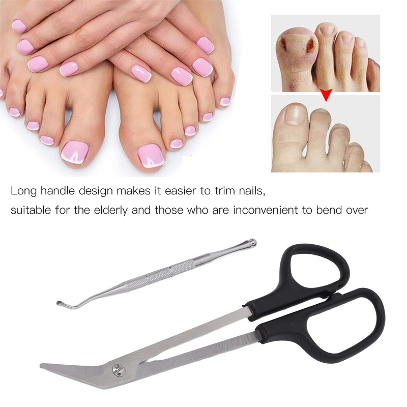 Long Handled Scissors Set, Stainless Steel Toenail Scissors, Nail Picker,
