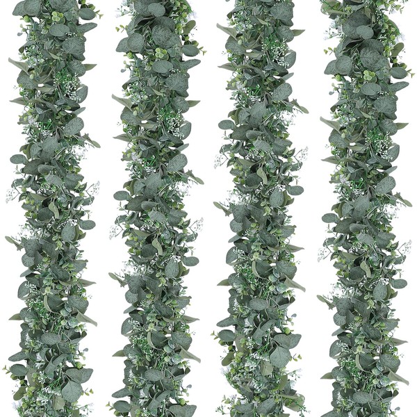 SOMYTING Artificial Mixed Eucalyptus Leaves Garland Faux Silver Dollar Eucalyptus