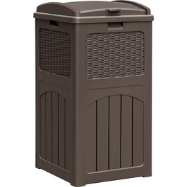 Homall 35 Gallon Outdoor Trash Can, Garbage Can with Lid, Waterproof Resin Waste Bins for Garden, Backyard, Patio Use (Deep Brown)