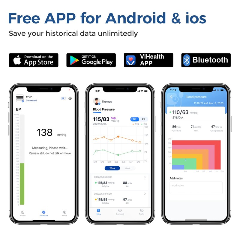 CheckMe Armfit Misuratore di Pressione Professionale Digitale con APP per