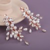Teyglen 2Pcs Pearl Wedding Hair Clips Rose Gold Crystal Hair