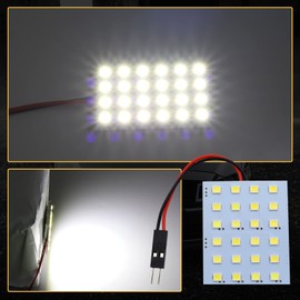 YnGia 4PCS 24-SMD Panel Dome Light, White 6000K Auto Car Interior Reading Light License Plate Roof Ceiling Light 12V With BA9S T10 Festoon Adapters