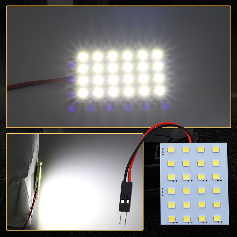 YnGia 4PCS 24-SMD Panel Dome Light, White 6000K Auto Car
