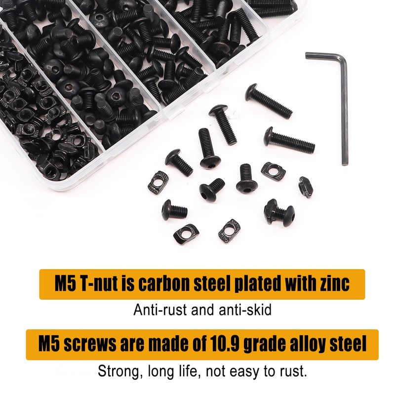 weideer 260PCS M5 T-Nuts Screws Assortment Kit,Compatible with Rail Mount,Replacement