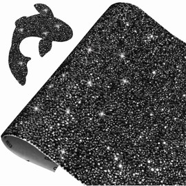 FULZTEY Bling Rhinestone Stickers Self Adhesive,Glitter Black Rhinestone Sheets with 3mm Rhinestone for DIY Crafts Decoration,Glitter Crystal Rhinestones Sticker for Car Clothes Decor 9.4 x 7.9 Inch