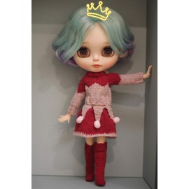 Dolly Para Blythe/AZONE/Licca-chan/Momoko Common Blythe Costume, Doll Clothes, Hand-Knit Sweater Set, Circus Style, Bonbon Decoration, Autumn and Winter Clothes