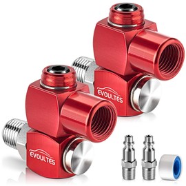 EVOULTES 2-Packs 1/4" NPT 360 Degree Swivel Air Hose Fittings, No Leakage Air Hose Connector with 1/4 Inch MNPT Quick Connect, Swivel Air Fittings for Air Hose Air Compressor Attachments