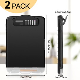 Geyoga 2 Pack Calculator Clipboard with Storage 14 x 10 x 2.6 Inches File Folder Clipboard Plastic Storage Clipboard Letter Size Clipboards with Low Profile Clip for School Classroom Office