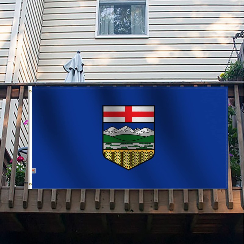 Canadian Alberta Flag 2x3 Ft -Screen Printed Glossy Silk Satin