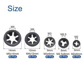 QUARKZMAN 300 Pcs Inner Tooth Washer Set, 5 Sizes M2/M2.5/M3/M4/M5 Quick Release Washers 65Mn Steel Compression Springs for Quick Fixing