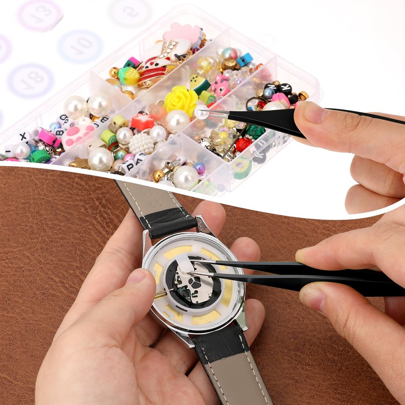 Salbsever 3pcs Black Ingrown Hair Tweezers, Precision Needle Point Tip,